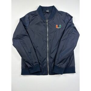 Charles River Apparel University of Miami Hurricanes Bomber Jacket Navy Blue L